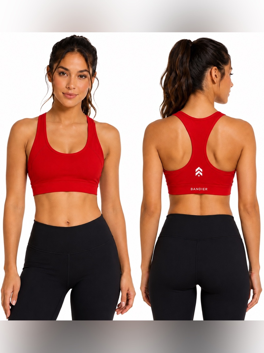 Barrys x Bandolier Red Racerback Sports Bra Support Womens SZ L Fitness Fashion